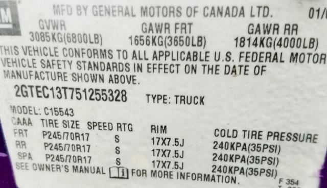 2GTEC13T751255328 - 2005 GMC NEW SIERRA TWO TONE photo 9