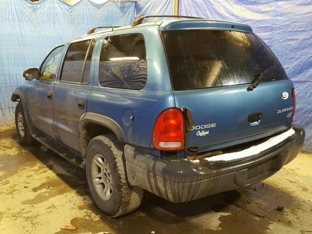 1D4HS38N53F567601 - 2003 DODGE DURANGO SP BLUE photo 3