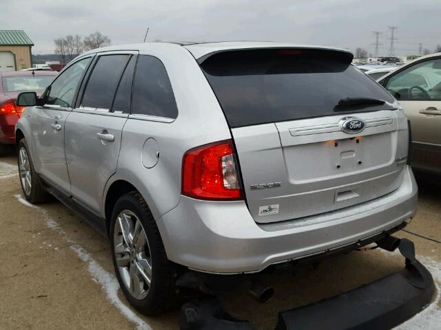 2FMDK3K92CBA02730 - 2012 FORD EDGE LIMIT SILVER photo 3