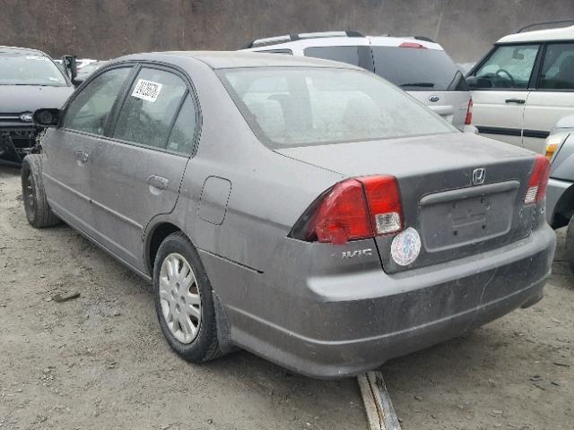 2HGES16645H576440 - 2005 HONDA CIVIC LX GRAY photo 3