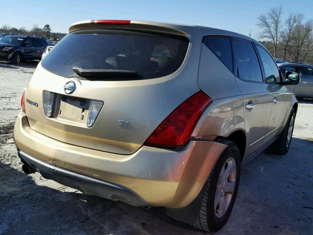 JN8AZ08T74W219344 - 2004 NISSAN MURANO SL GOLD photo 4