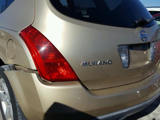 JN8AZ08T74W219344 - 2004 NISSAN MURANO SL GOLD photo 9