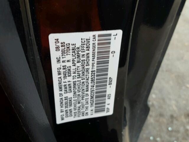 1HGEM22974L085328 - 2004 HONDA CIVIC EX Qara foto 10