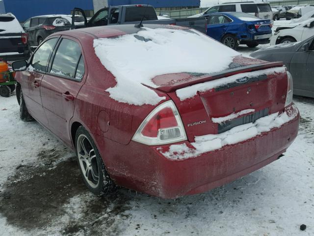 3FAHP07Z59R122570 - 2009 FORD FUSION SE BURGUNDY photo 3