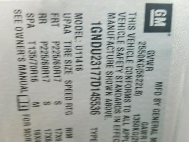 1GNDU23177D145536 - 2007 CHEVROLET UPLANDER L 银色 照片 10