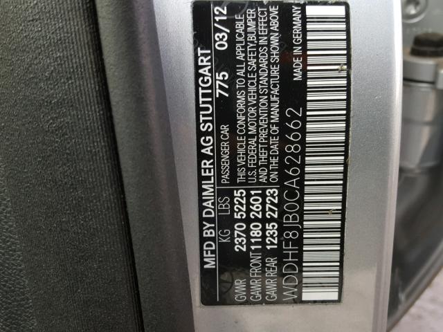 WDDHF8JB0CA628662 - 2012 MERCEDES-BENZ E 350 4MAT SILVER photo 10