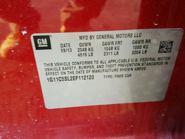 1G11C5SL2EF112120 - 2014 CHEVROLET MALIBU 1LT RED photo 10