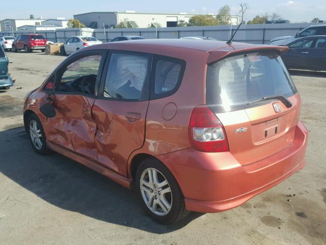 JHMGD38667S043820 - 2007 HONDA FIT S ORANGE photo 3