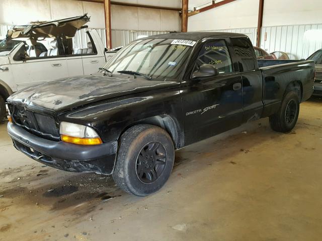 1B7GL22X81S148494 - 2001 DODGE DAKOTA BLACK photo 2