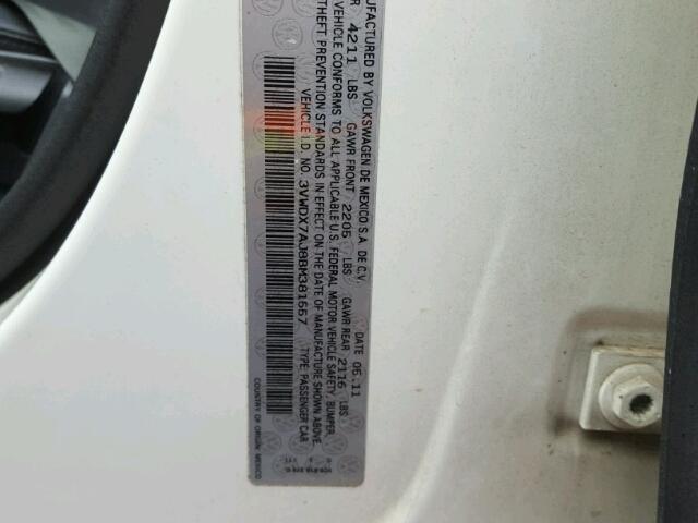 3VWDX7AJ8BM381557 - 2011 VOLKSWAGEN JETTA SE WHITE photo 10