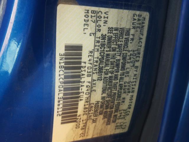 3N1BC1CP0AL366112 - 2010 NISSAN VERSA S BLUE photo 10