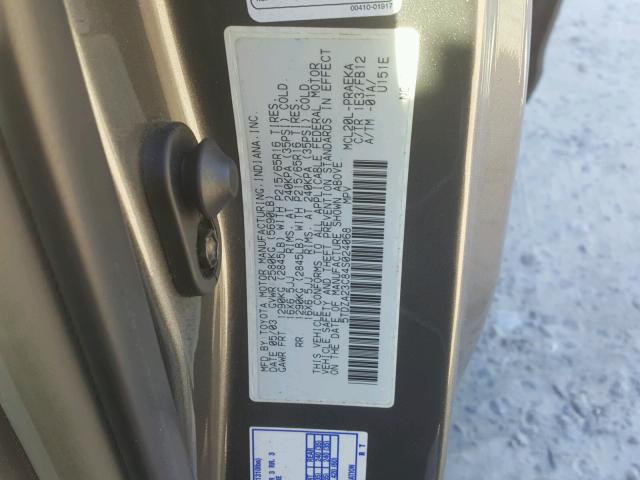 5TDZA23C84S024068 - 2004 TOYOTA SIENNA CE GRAY photo 10