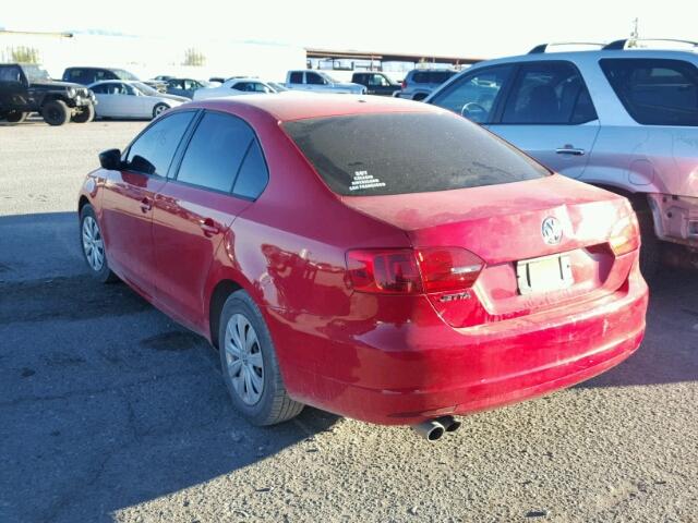 3VW2K7AJ9DM401937 - 2013 VOLKSWAGEN JETTA BASE 红色 照片 3