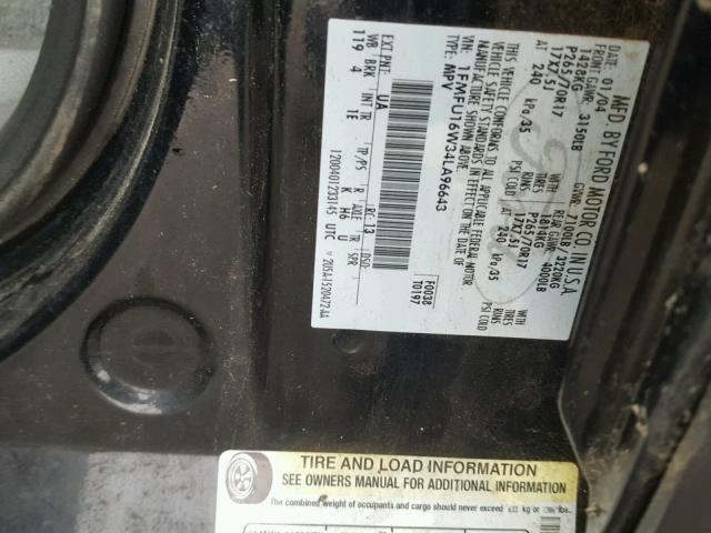 1FMFU16W34LA96643 - 2004 FORD EXPEDITION BLACK photo 10