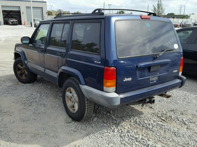 1J4FF48S3YL166555 - 2000 JEEP CHEROKEE S BLUE photo 3