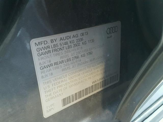 WA1UFAFL3EA040740 - 2014 AUDI A4 ALLROAD GRAY photo 10