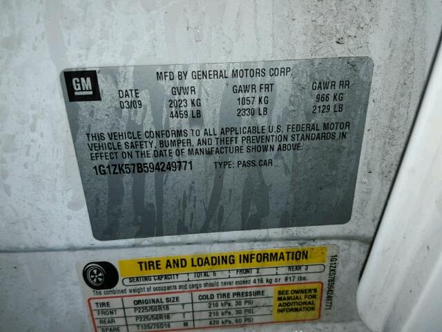 1G1ZK57B594249771 - 2009 CHEVROLET MALIBU LTZ თეთრი ფოტო 10