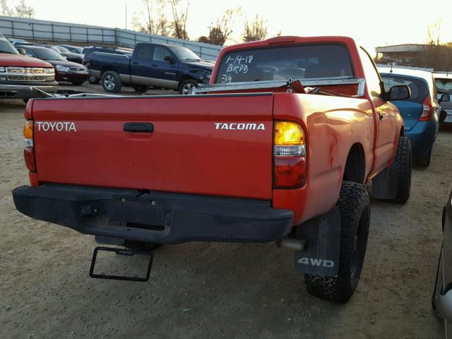 5TEPM62N31Z822615 - 2001 TOYOTA TACOMA RED photo 4