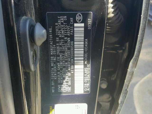 4T1BF30K15U090586 - 2005 TOYOTA CAMRY LE BLACK photo 10