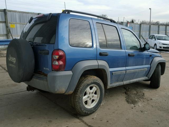 1J4GL48K05W534844 - 2005 JEEP LIBERTY SP BLUE photo 4