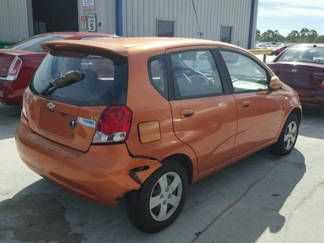 KL1TD66677B760173 - 2007 CHEVROLET AVEO BASE Turuncu fotoğraf 4