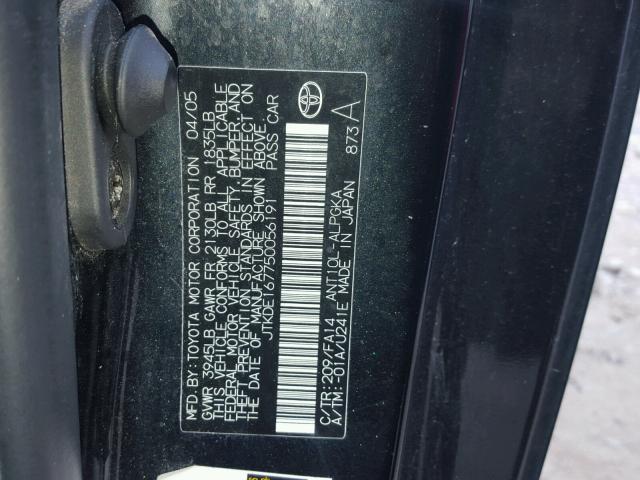 JTKDE167750056191 - 2005 TOYOTA SCION TC 黑色 照片 10