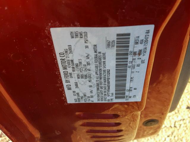 1FTYR44E68PB13282 - 2008 FORD RANGER SUP RED photo 10