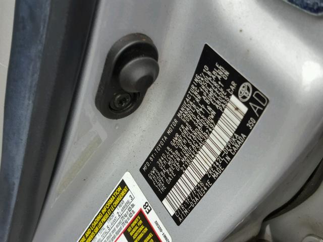 2T1BU4EE5AC387497 - 2010 TOYOTA COROLLA BA SILVER photo 10