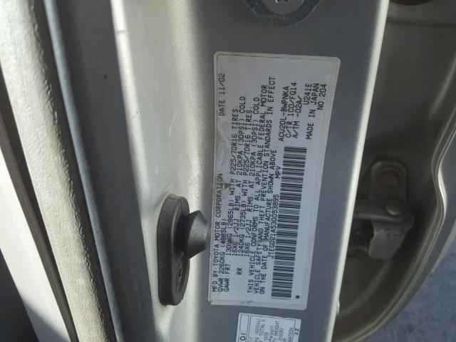 JTEGD21A530053895 - 2003 TOYOTA HIGHLANDER GRAY photo 10