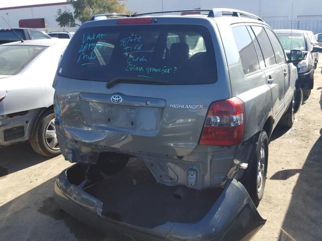 JTEGD21A350116138 - 2005 TOYOTA HIGHLANDER GREEN photo 4