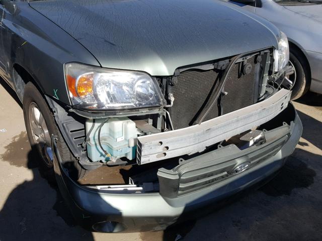 JTEGD21A350116138 - 2005 TOYOTA HIGHLANDER GREEN photo 9