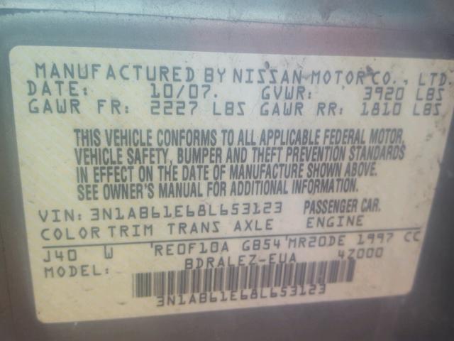 3N1AB61E68L653123 - 2008 NISSAN SENTRA 2.0 GREEN photo 10