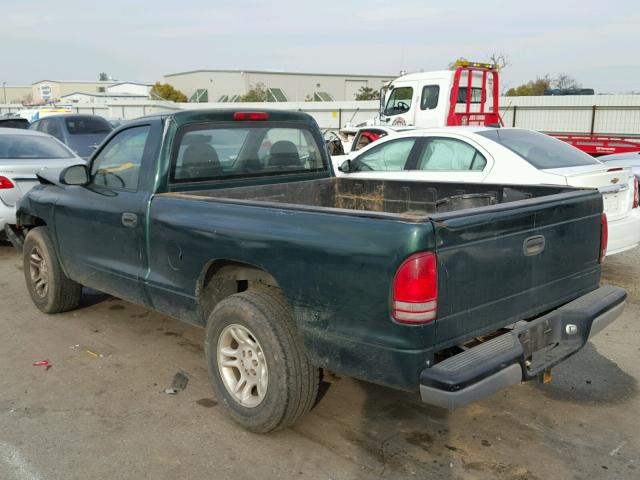 1B7FL16X32S583473 - 2002 DODGE DAKOTA BAS GREEN photo 3