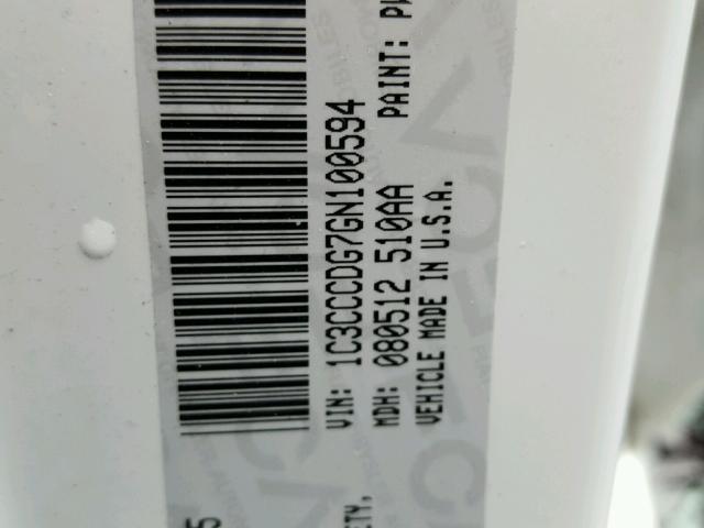 1C3CCCDG7GN100594 - 2016 CHRYSLER 200 S 白色 照片 10