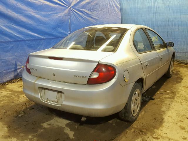 1B3ES46C6YD790547 - 2000 DODGE NEON BASE SILVER photo 4