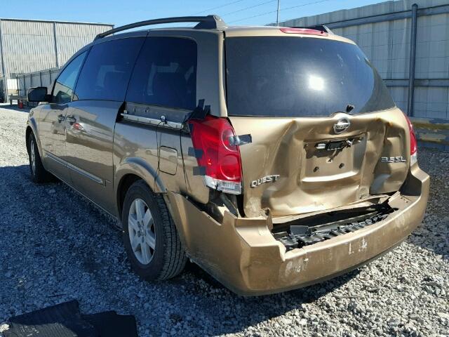 5N1BV28U34N300620 - 2004 NISSAN QUEST BEIGE photo 3