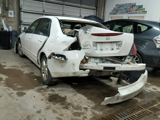 1HGCM56857A071292 - 2007 HONDA ACCORD EX WHITE photo 3