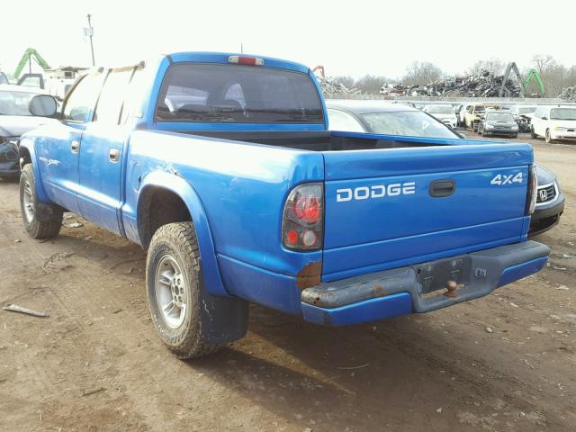 1B7GG2AX4YS726588 - 2000 DODGE DAKOTA QUA BLUE photo 3