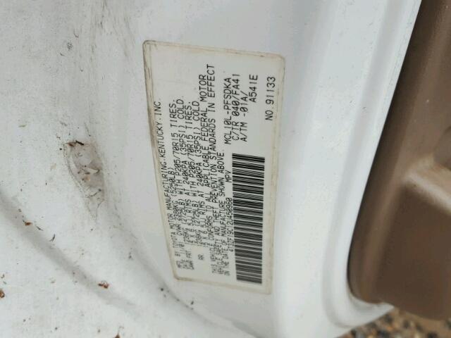 4T3ZF19C12U450960 - 2002 TOYOTA SIENNA CE WHITE photo 10