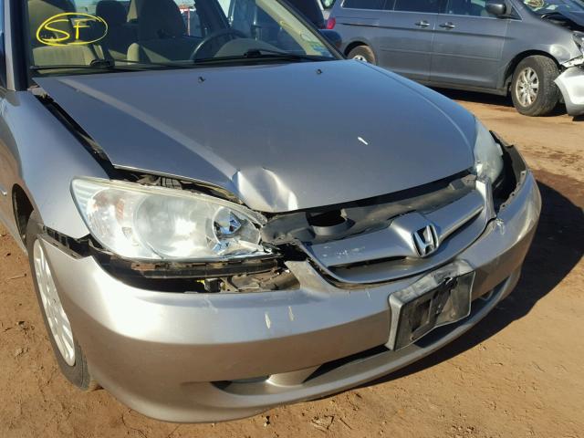 2HGES16505H517926 - 2005 HONDA CIVIC LX GRAY photo 9