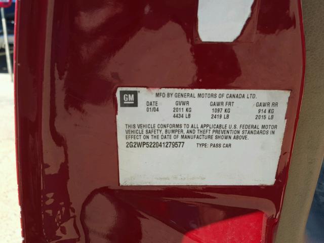 2G2WP552461275675 - 2006 PONTIAC GRAND PRIX RED photo 10