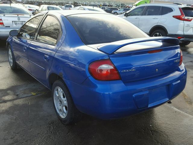 1B3ES56C64D552293 - 2004 DODGE NEON SXT BLUE photo 3