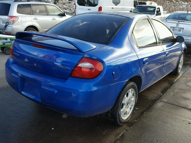 1B3ES56C64D552293 - 2004 DODGE NEON SXT BLUE photo 4