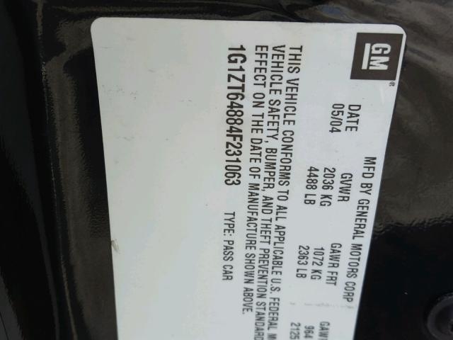 1G1ZT64884F231063 - 2004 CHEVROLET MALIBU MAX BLACK photo 10