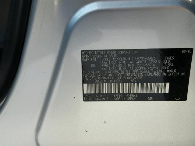 JTLZE4FE8B1133321 - 2011 TOYOTA SCION XB 银色 照片 10