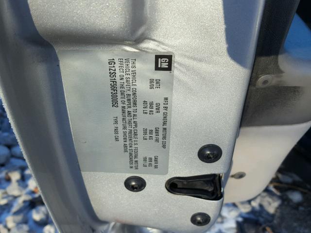 1G1ZS51F56F300052 - 2006 CHEVROLET MALIBU LS SILVER photo 10