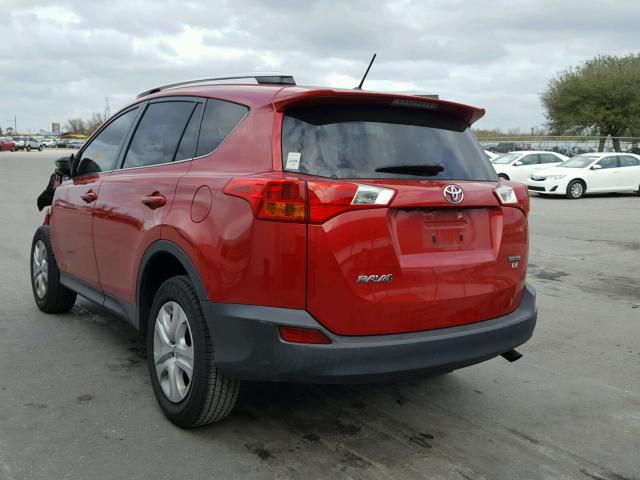 JTMZFREV3DD024614 - 2013 TOYOTA RAV4 LE RED photo 3