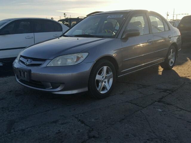 2HGES25765H534156 - 2005 HONDA CIVIC EX GRAY photo 2