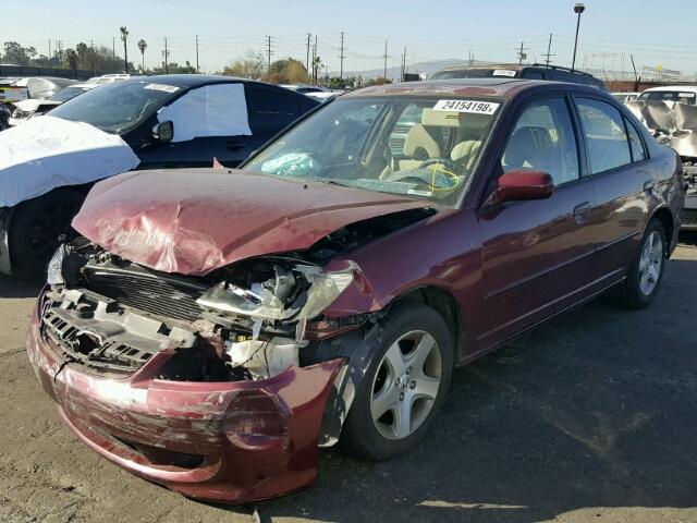 2HGES267X4H516014 - 2004 HONDA CIVIC EX ბურგუნდია ფოტო 2