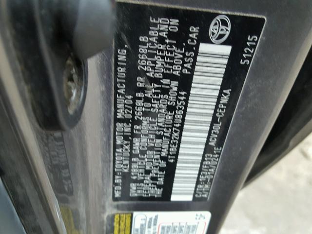 4T1BE32K74U863544 - 2004 TOYOTA CAMRY LE GRAY photo 10